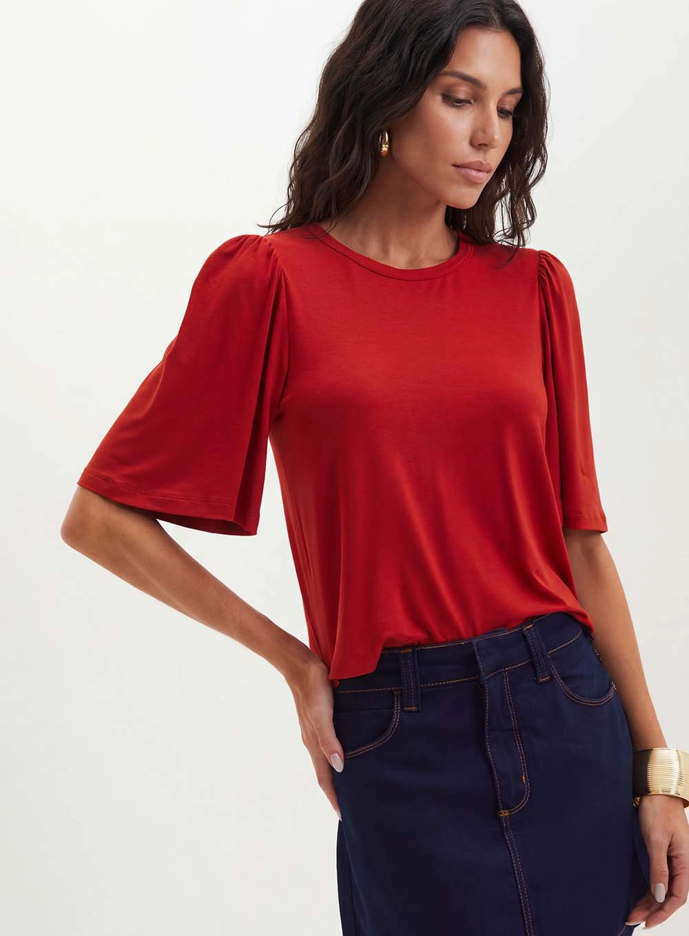 Blusa Feminina Com Manga Ampla - Comfort Vermelho 4