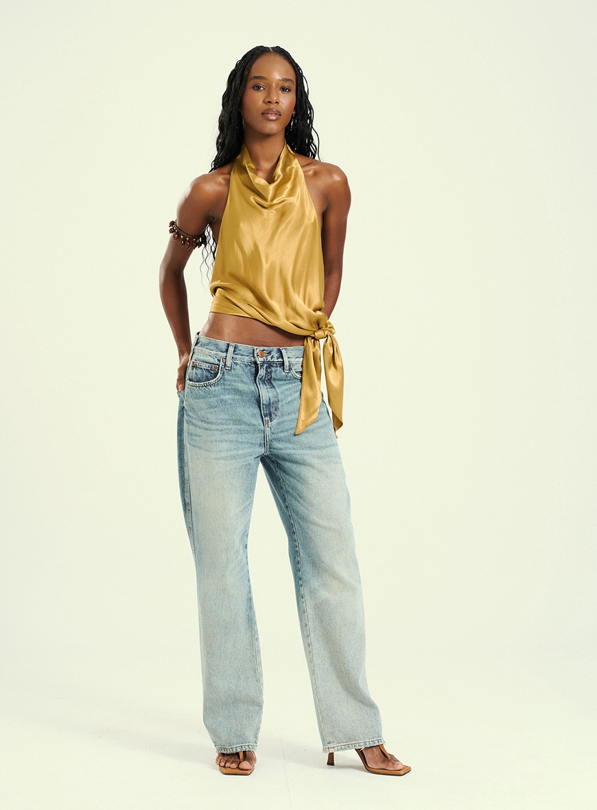 Calça Jeans Feminina Wide Leg Vintage Índigo 1