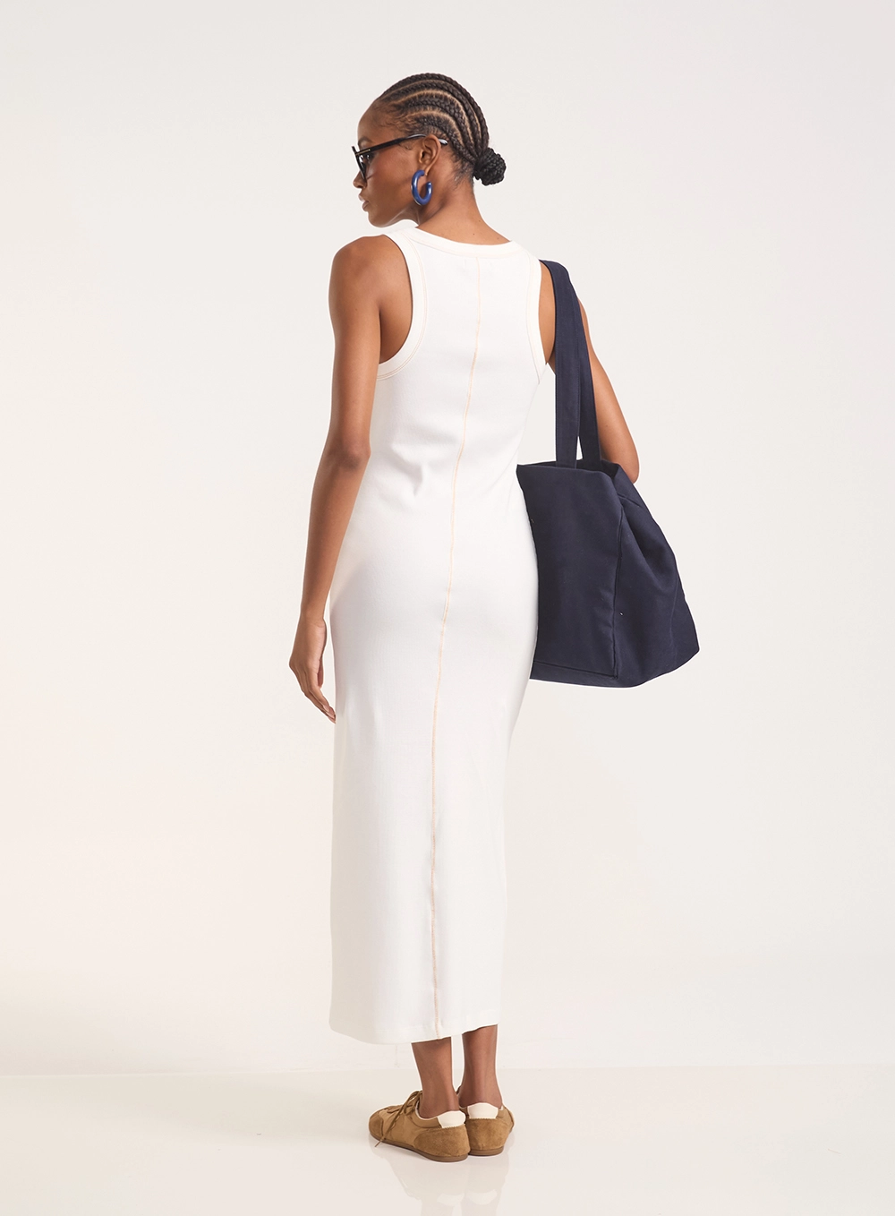 Vestido Midi Canelado Urban Patch Off Shell