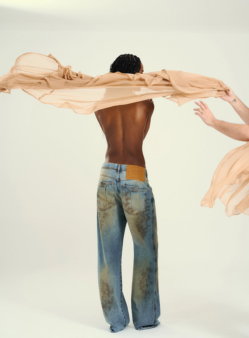 Calça Jeans Feminina Com Amarração - Kalifa Índigo 5