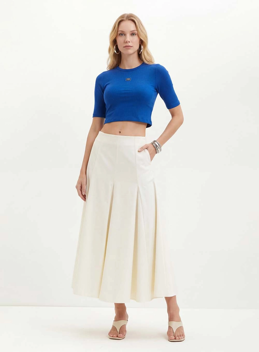Blusa Feminina Cropped Canelada - Small Azul 3