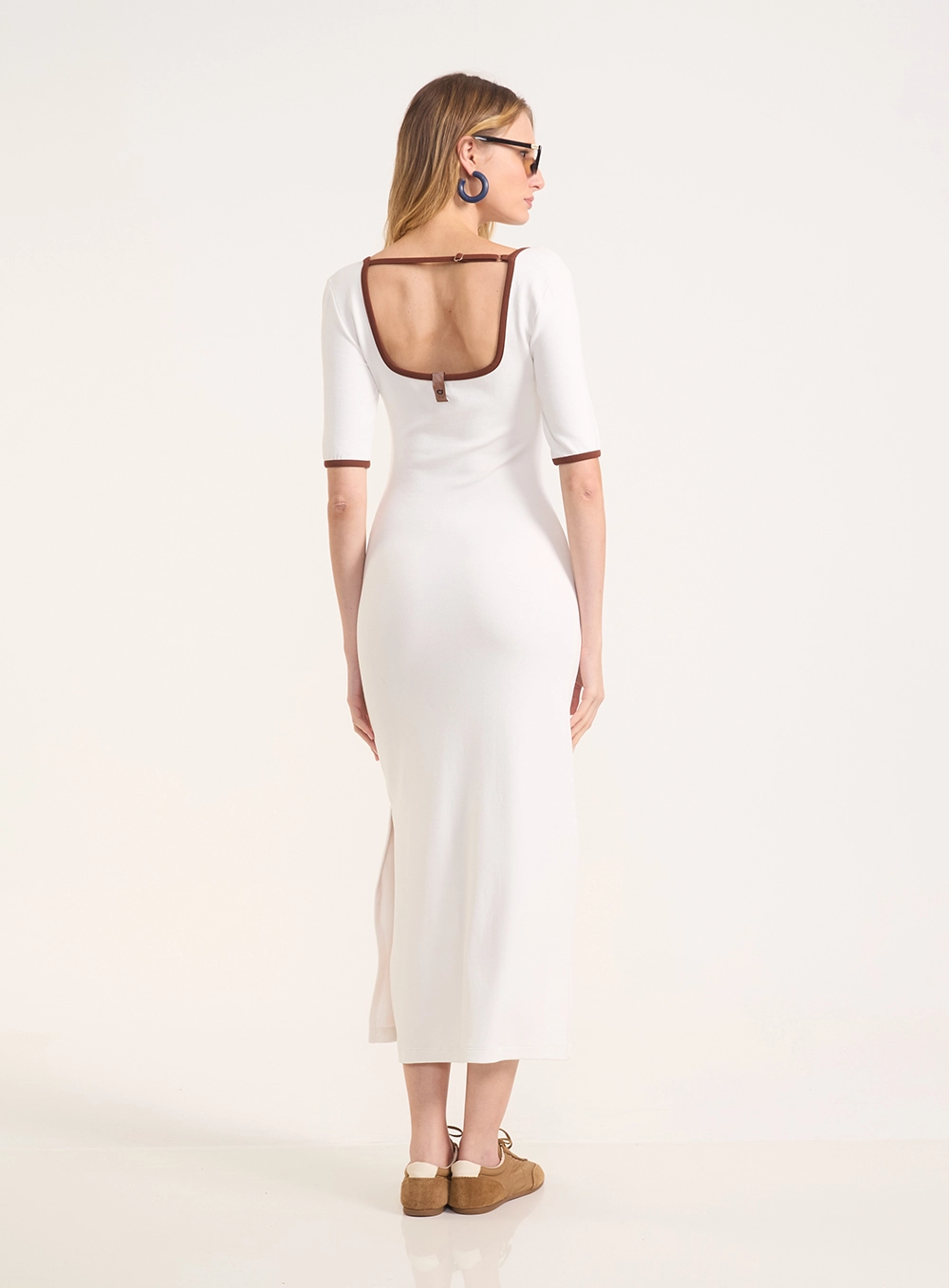 Vestido Midi Com Recorte E Bicolor Off Shell