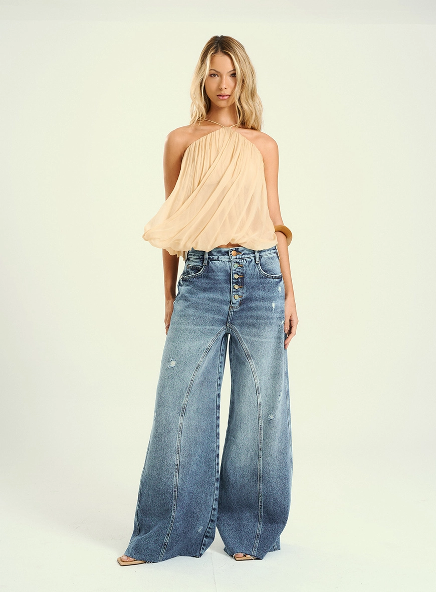 Calça Jeans Feminina Wide Leg Índigo 1