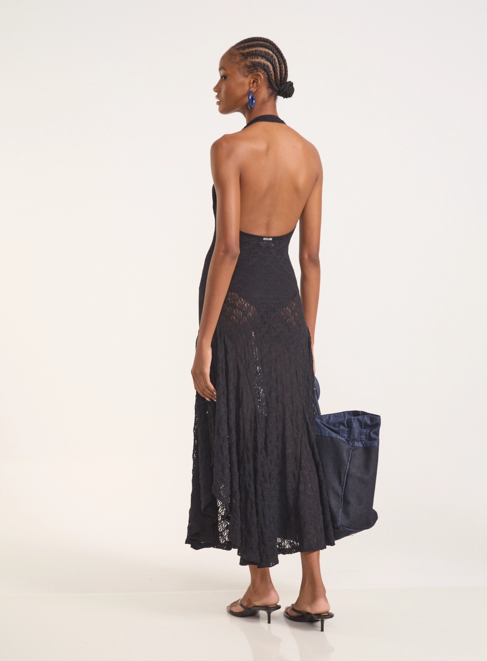 Vestido Frente Única Com Costas Abertas Preto