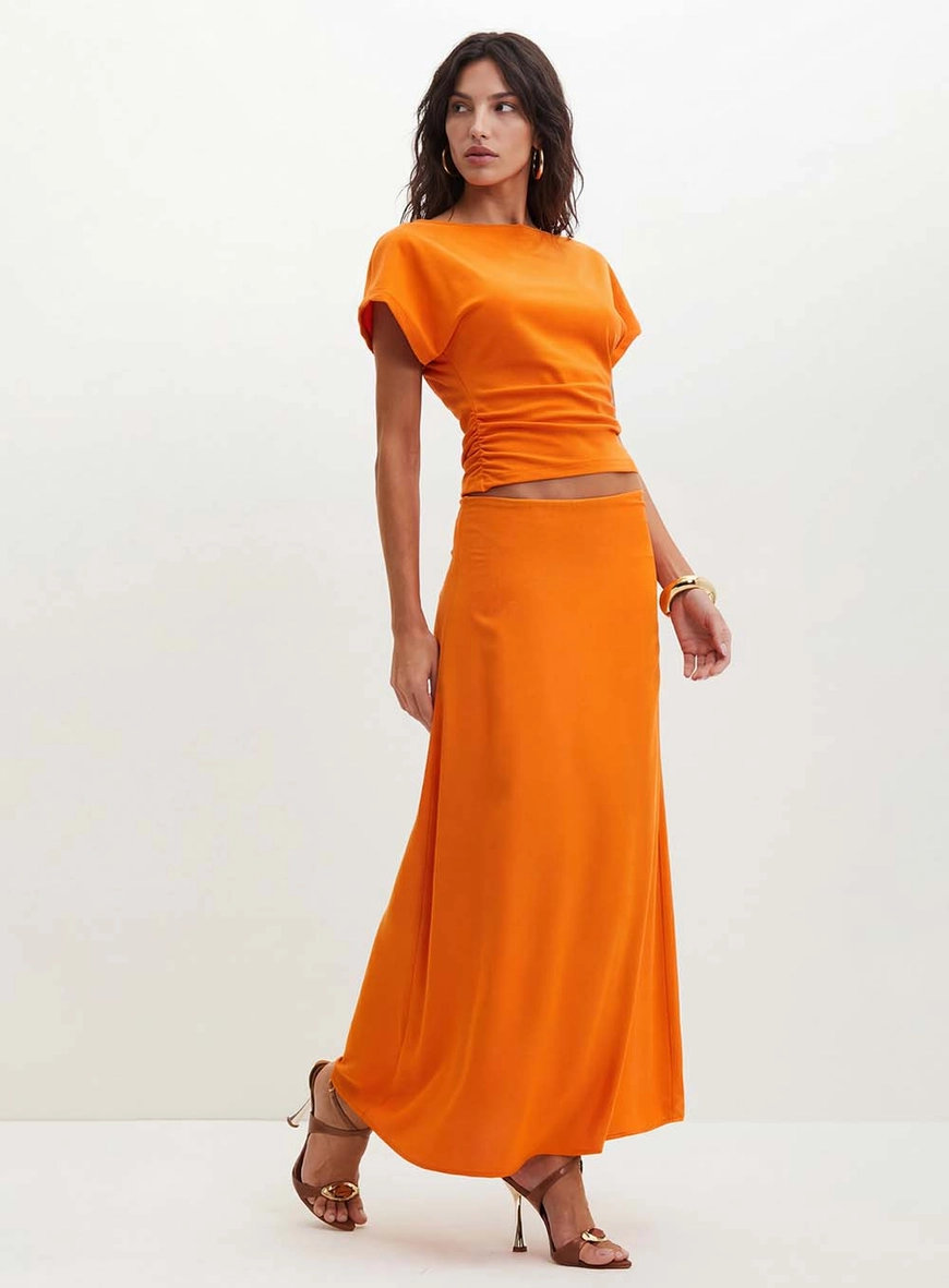 Blusa Feminina Com Franzidos Laterais - Comfort Laranja 3