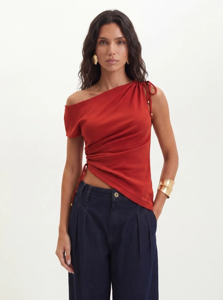 Blusa Feminina Com Franzido E Amarração - Slim