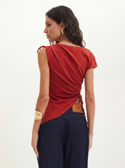 Blusa Feminina Com Franzido E Amarração - Slim