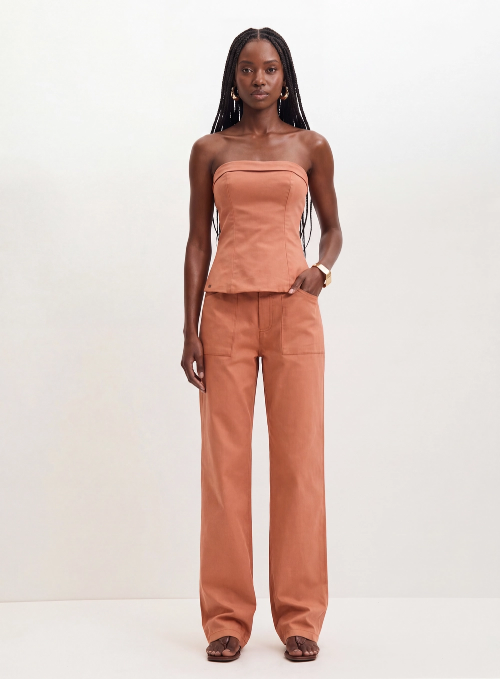 Blusa Feminina Tomara Que Caia Com Recortes - Slim Marrom 3