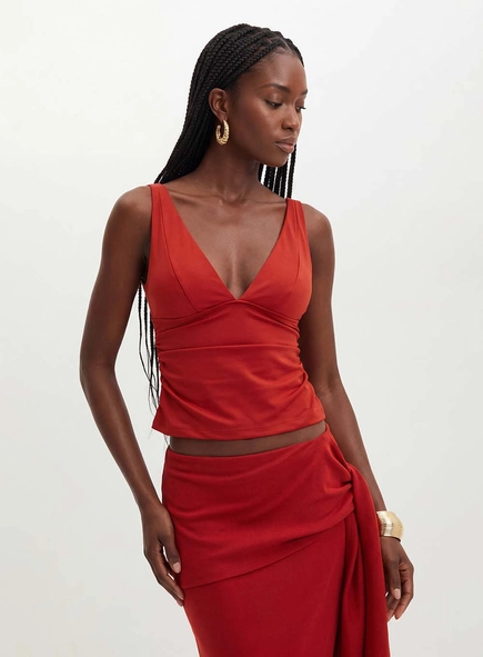 Blusa Feminina Decote V E Franzidos - Slim