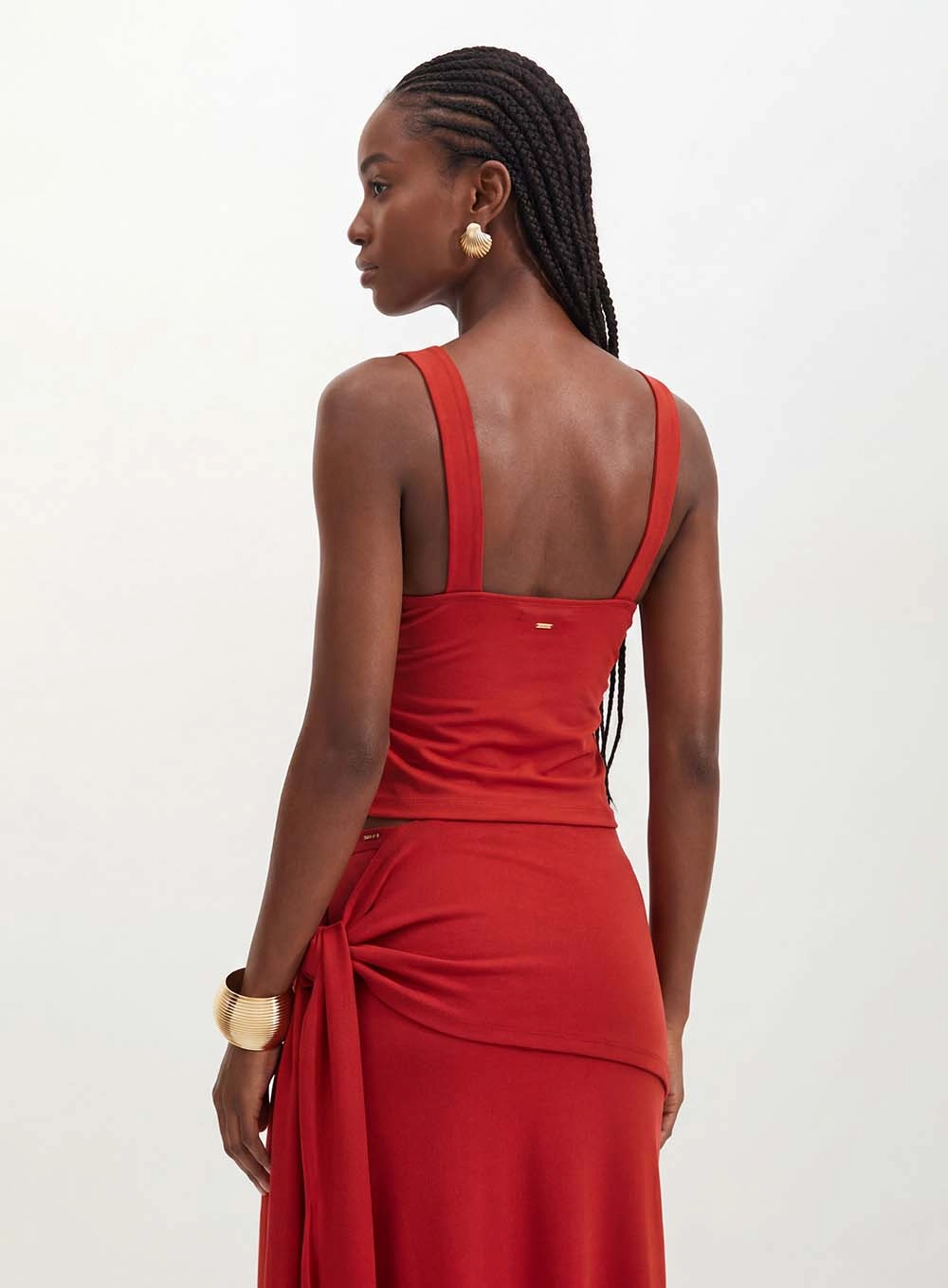 Blusa Feminina Decote V E Franzidos - Slim Vermelho 2