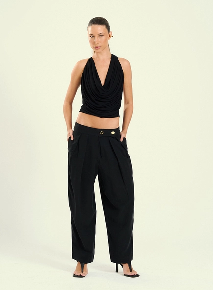 Calça Feminina Pantalona Monumental Com Bolsos