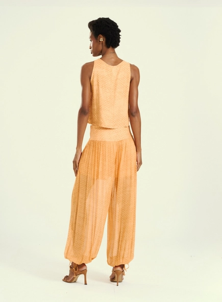 Calça Feminina Estampada Com Transparência