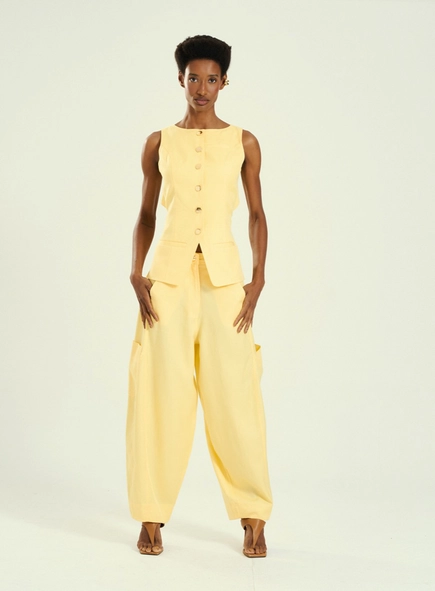 Calça Feminina Linho Com Bolsos