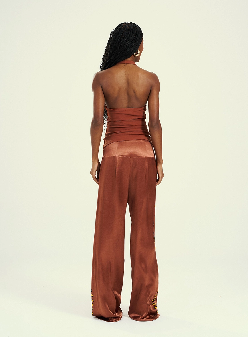 Calça Feminina Pantalona Animal Print Marrom 2