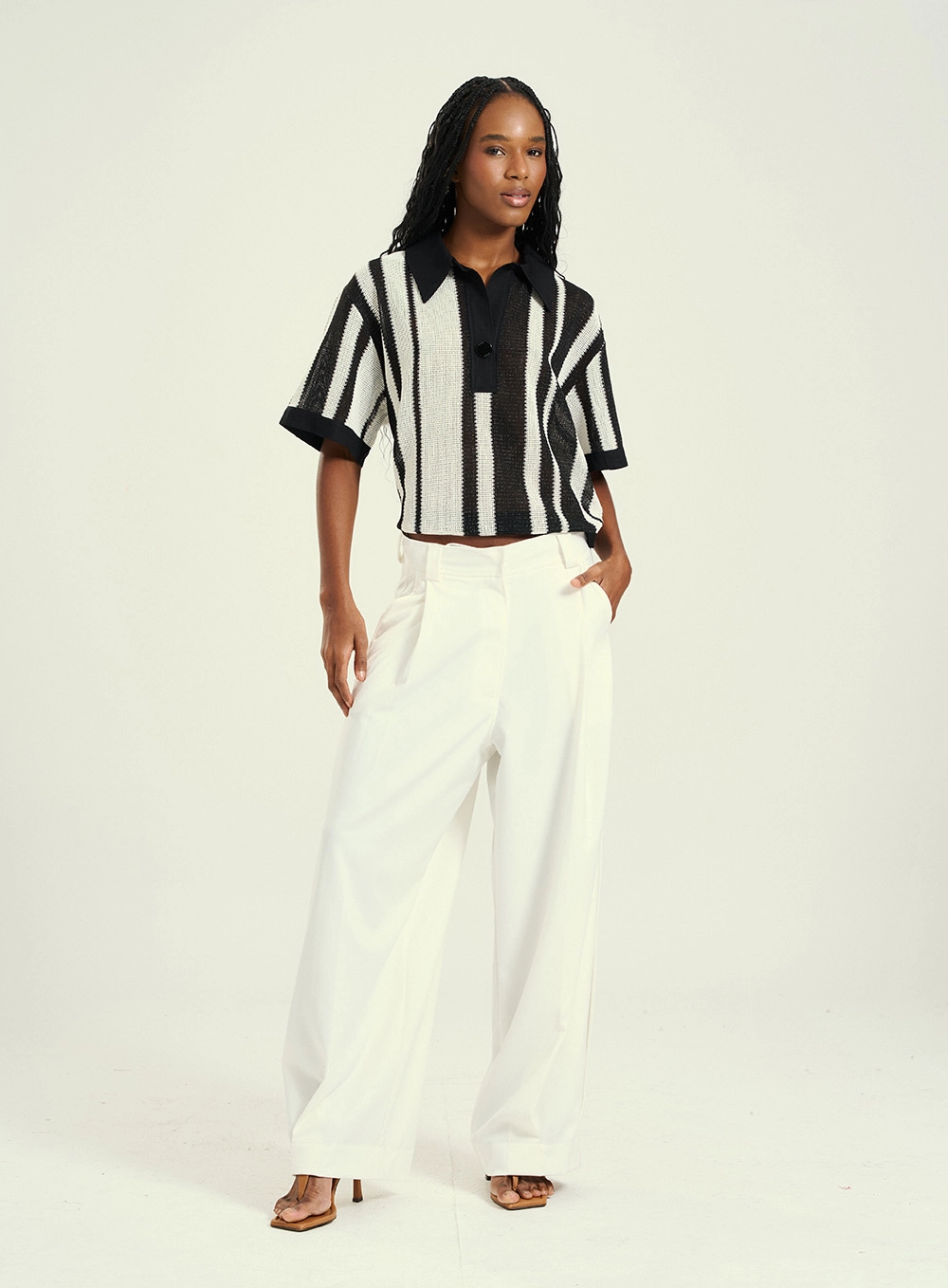 Calça Feminina Pantalona Escultural De Alfaiataria Off Shell 4