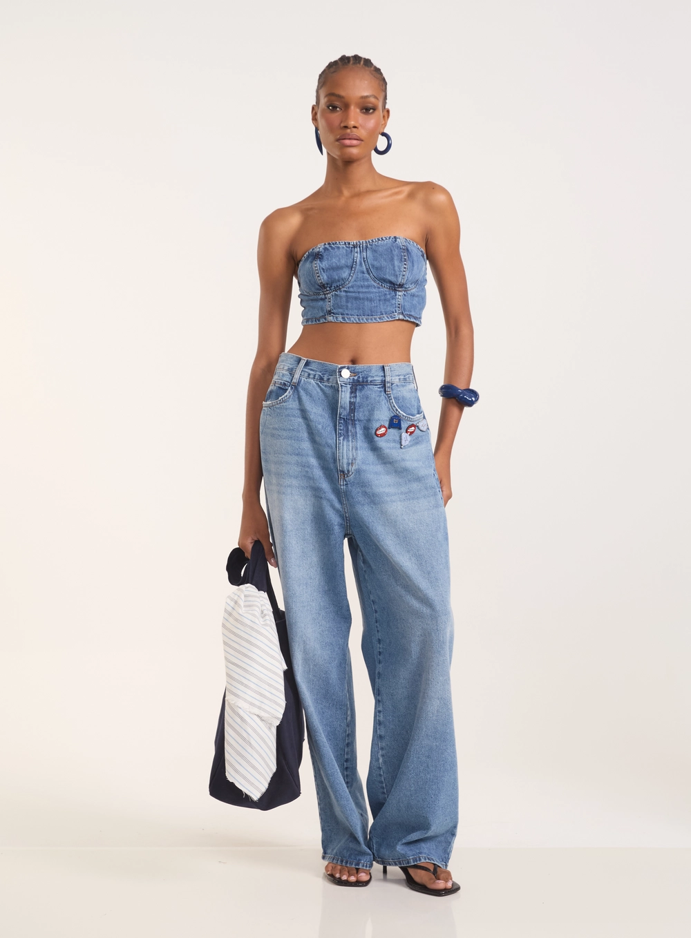 Top Jeans Feminino Tomara Que Caia Índigo