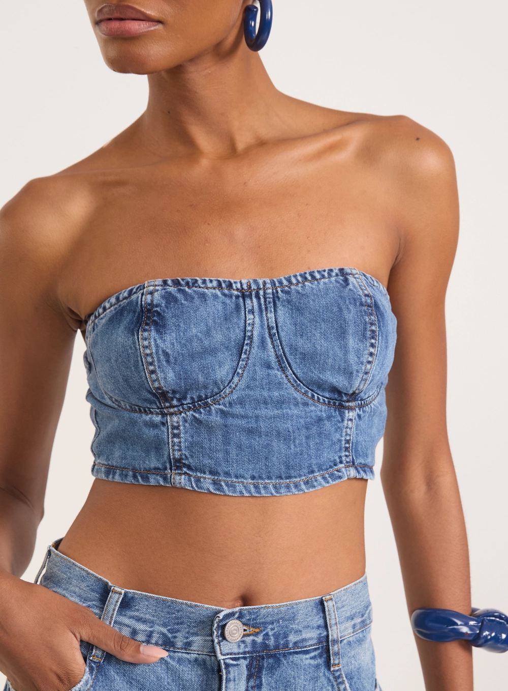 Top Jeans Feminino Tomara Que Caia Índigo
