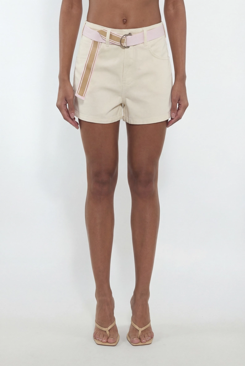Short Sarja  Regular Média Com Cinto Off Shell 3
