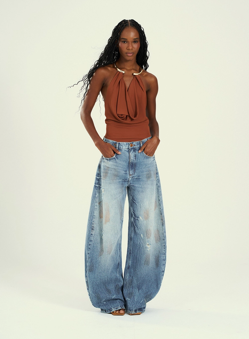 Calça Feminina Ballon Jeans Índigo 4