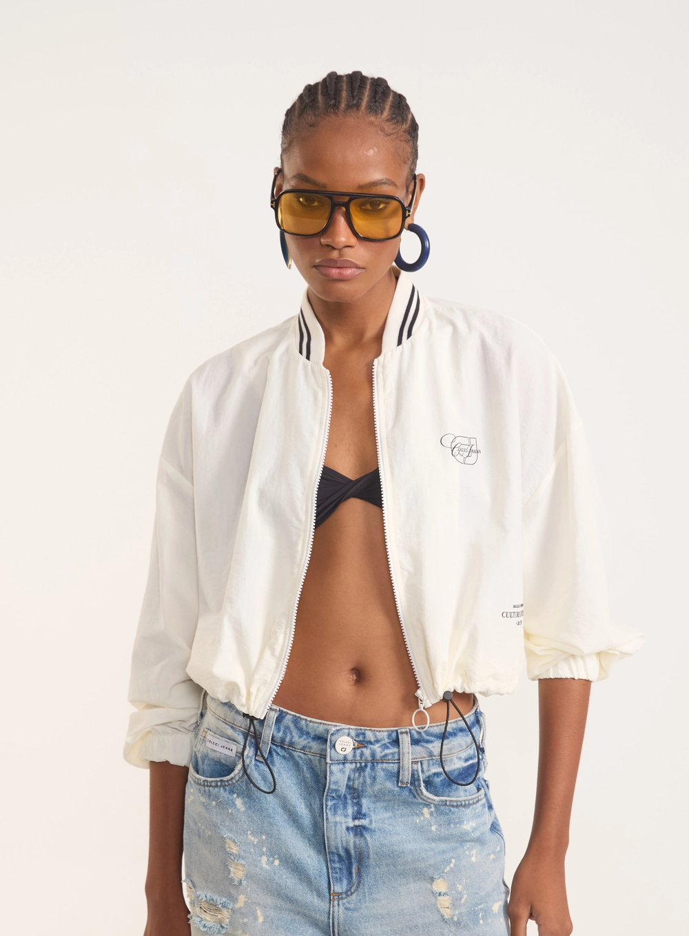 Casaco Bomber Feminino Com Detalhes Off Shell