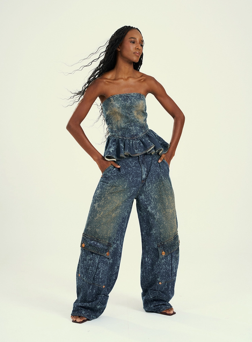 Calça Feminina Pantalona Jeans Monumental Índigo 4