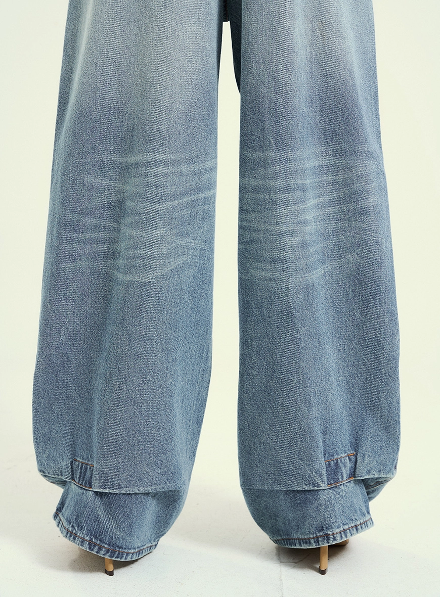 Calça Feminina Jeans Barrel Com Pespontos Índigo 5