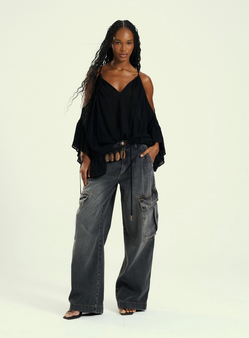Calça Feminina Jeans Basic Comfort Indigo Preto 4