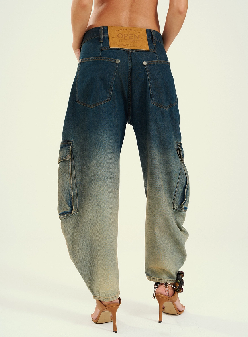 Calça Feminina Jeans Barrel  Efeito Smashed Azul 2
