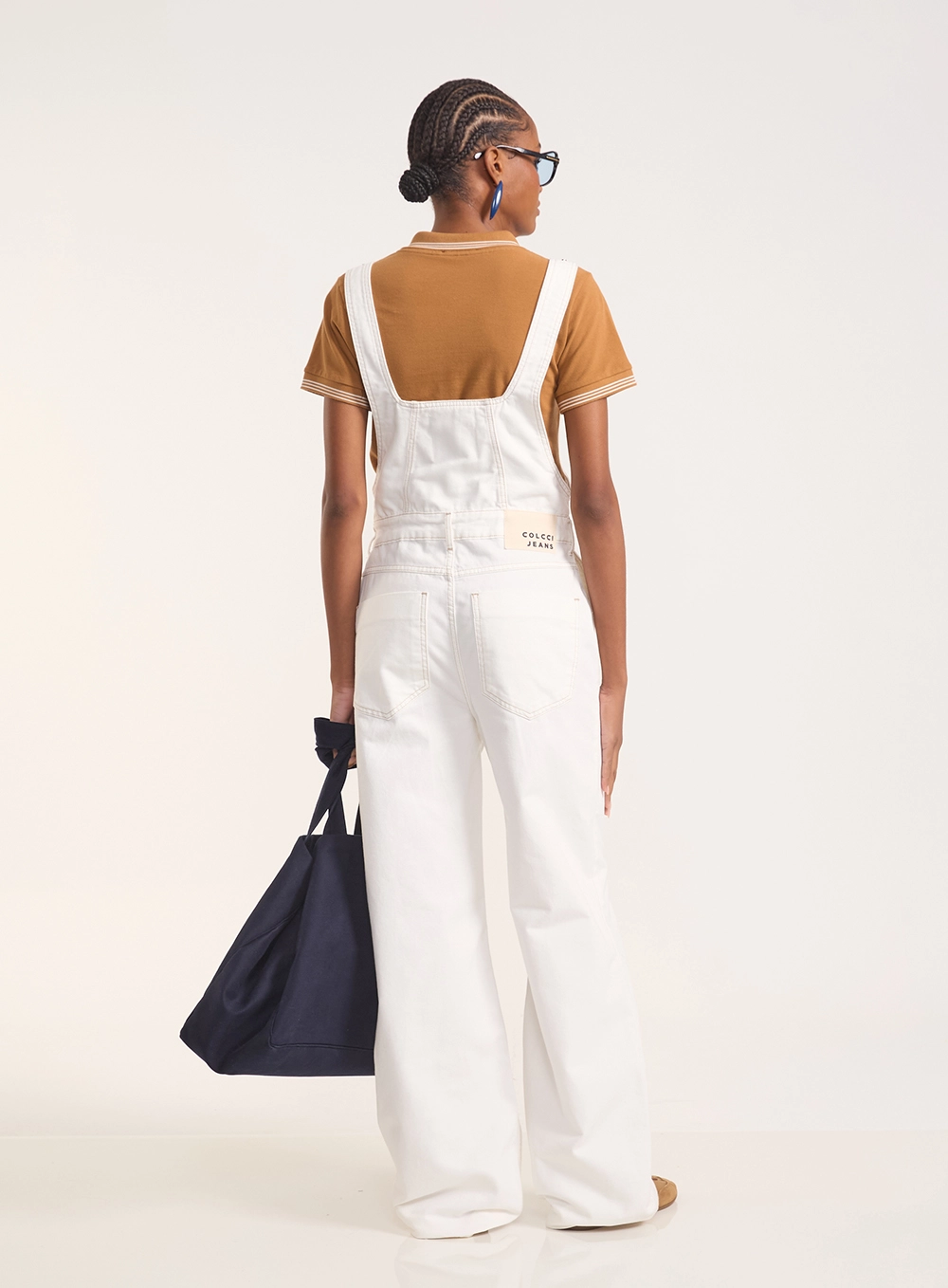 Jardineira Sarja Feminina Com Zíper E Bolsos Off Shell
