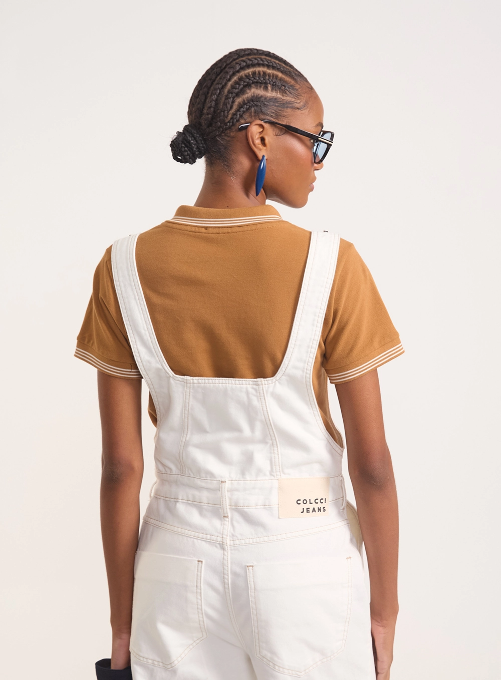 Jardineira Sarja Feminina Com Zíper E Bolsos Off Shell