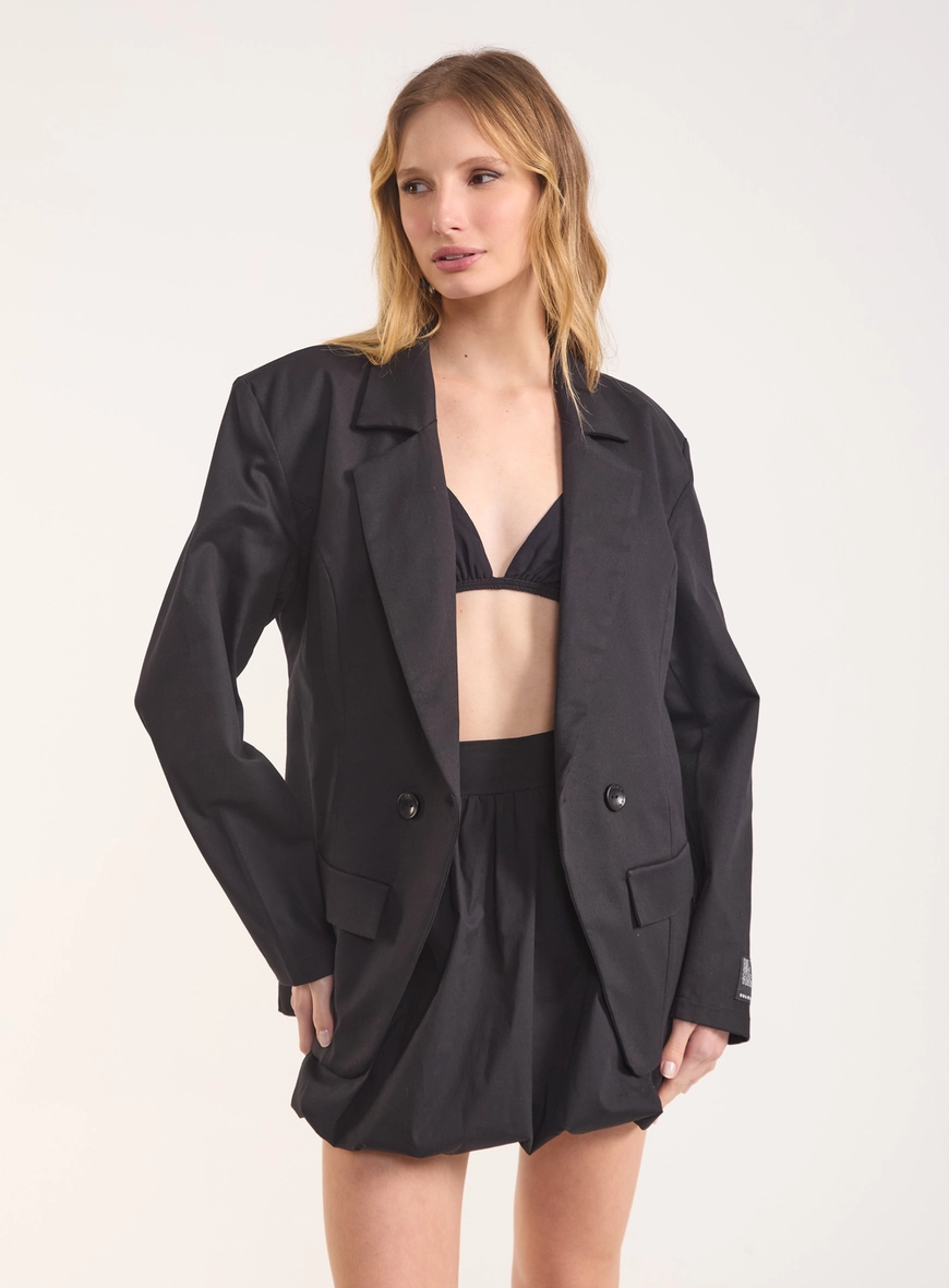Blazer Oversized Com Lapela E Botões