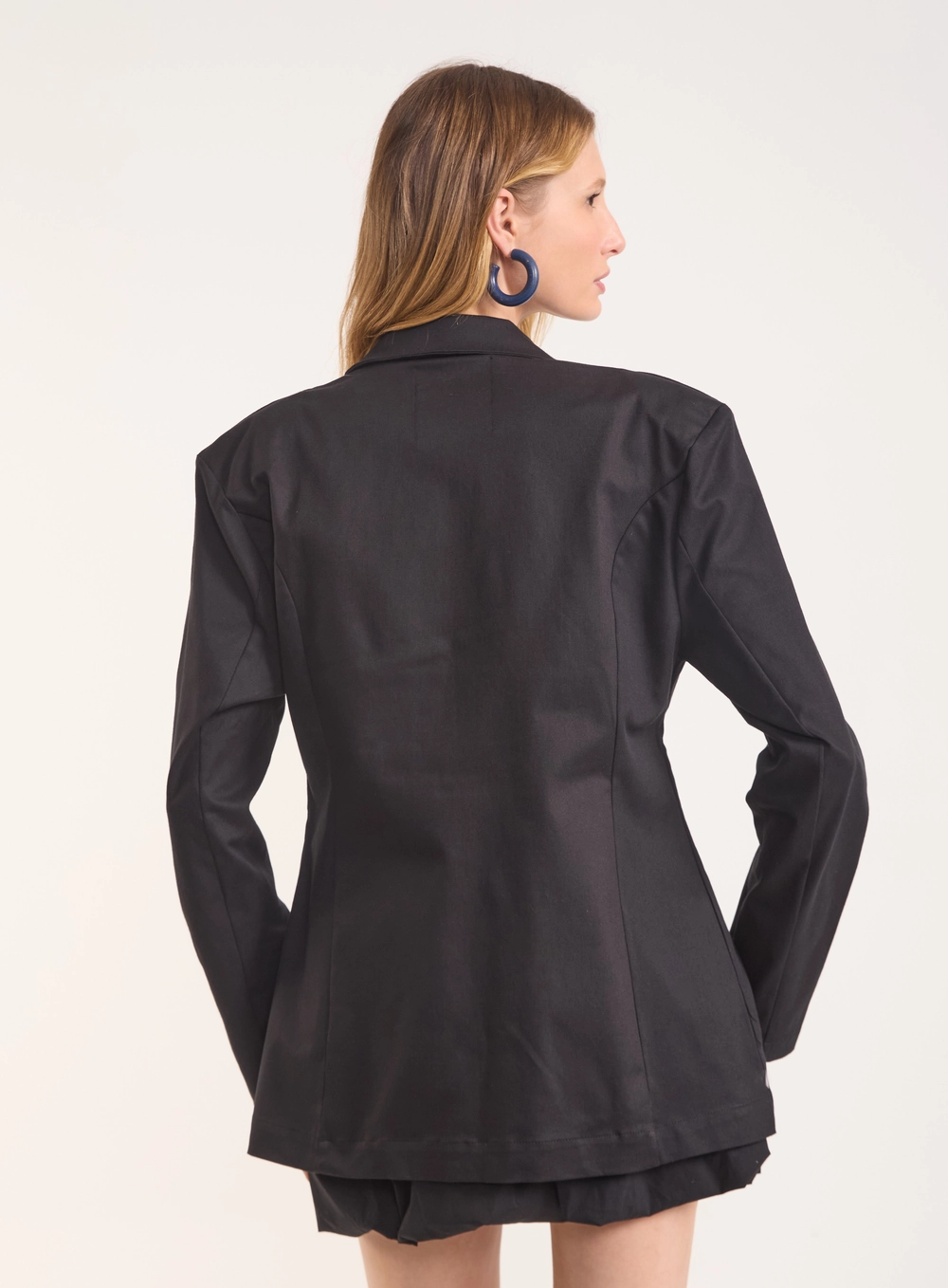 Blazer Oversized Com Lapela E Botões Preto