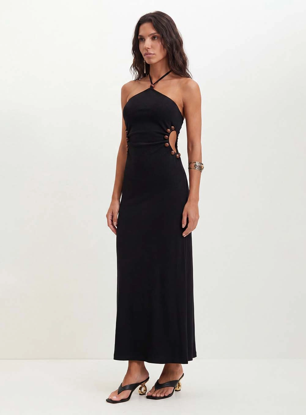 Vestido Feminino Com Recortes Vazados - Evasê Preto 3