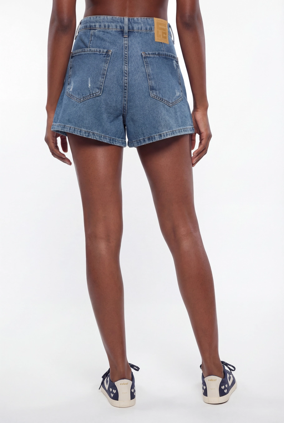 Short Saia Jeans Com Pregas Índigo 4