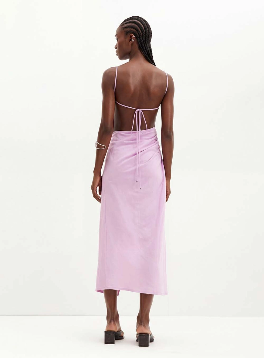 Vestido Feminino Com Fenda - Evasê Lilás 2