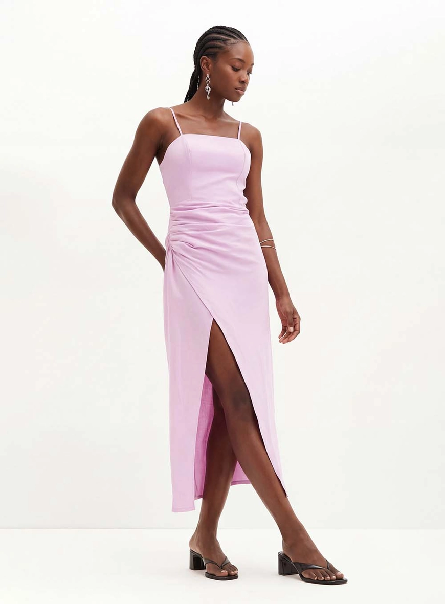 Vestido Feminino Com Fenda - Evasê Lilás 3