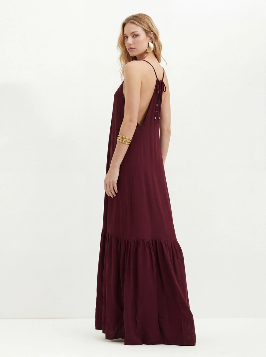 Vestido Com Babado E Franzidos - Godê Vermelho 2
