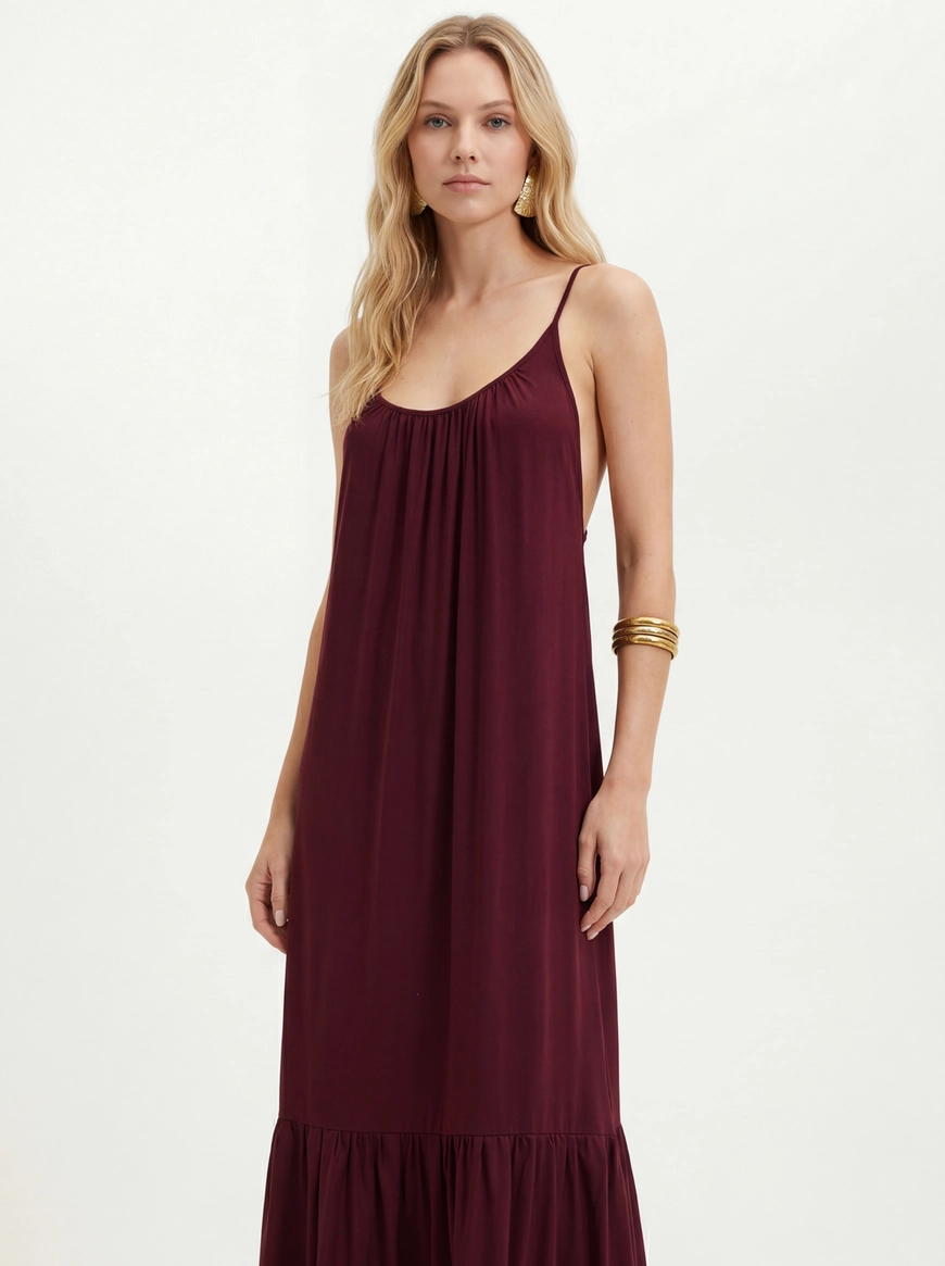 Vestido Com Babado E Franzidos - Godê Vermelho 4