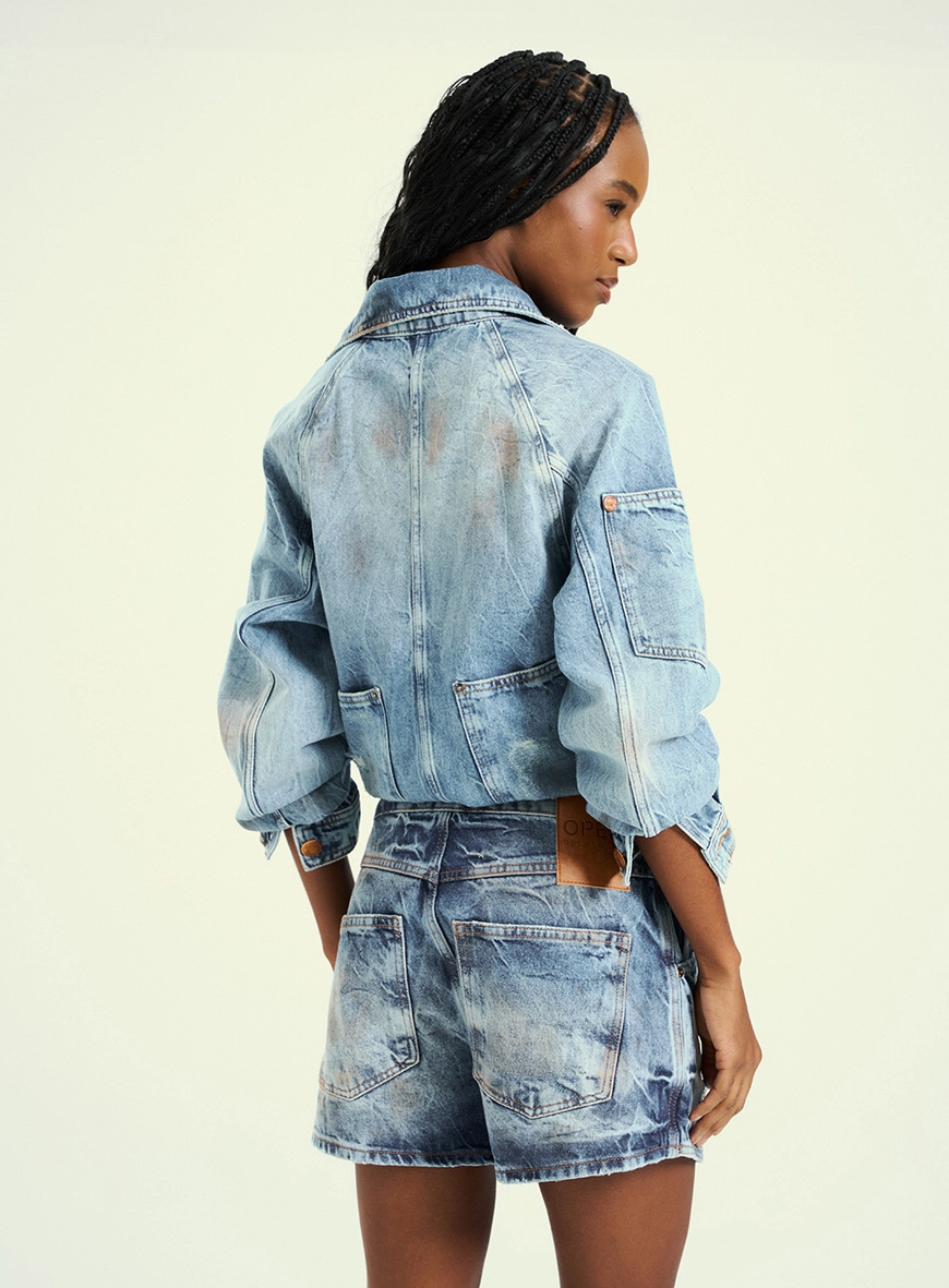 Short Jeans  Feminina Com Botões Índigo 2