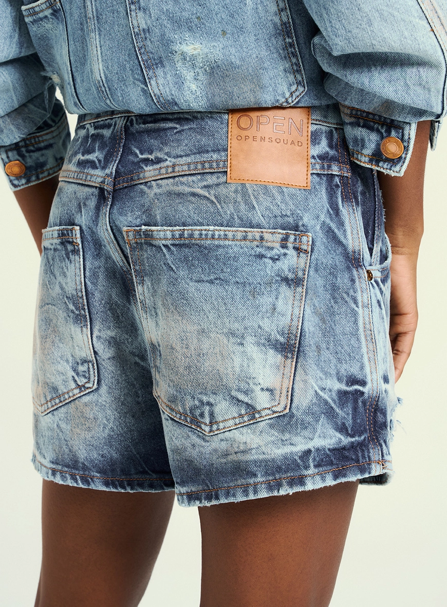 Short Jeans  Feminina Com Botões Índigo 3