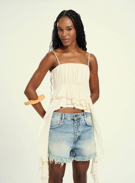 Short Jeans  Feminino Barra A Fio