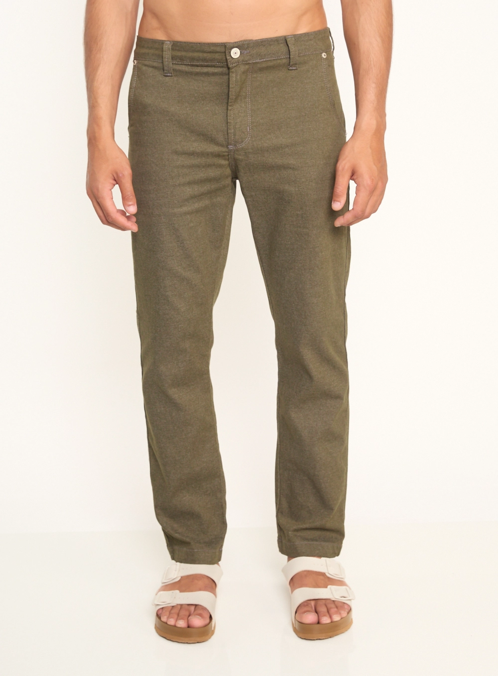 Calça Masculina Reta Com Bolsos Verde Biosphere