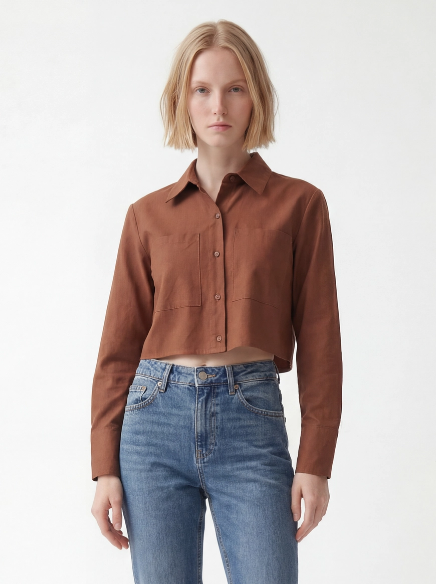 Camisa Feminina Comfort - Alfaiataria Marrom 3