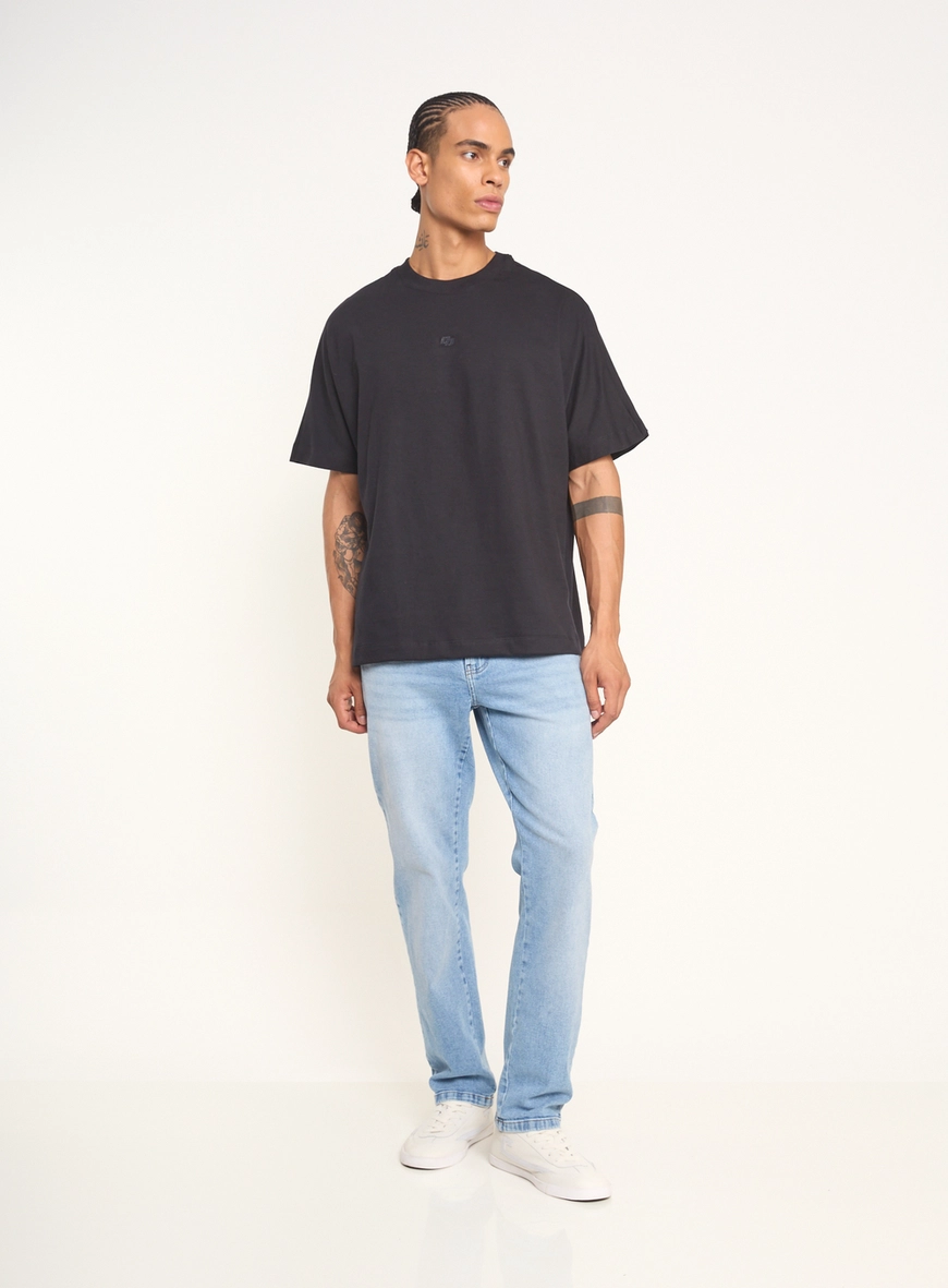 Calça Masculina Reta Jeans Estonada Clara