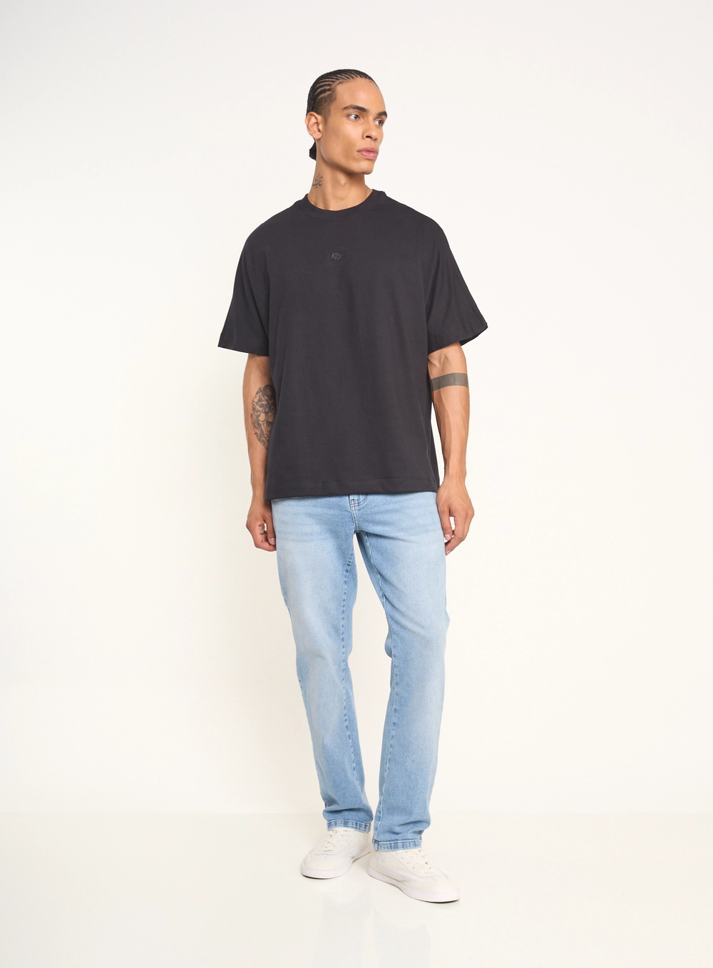 Calça Masculina Reta Jeans Estonada Clara Índigo