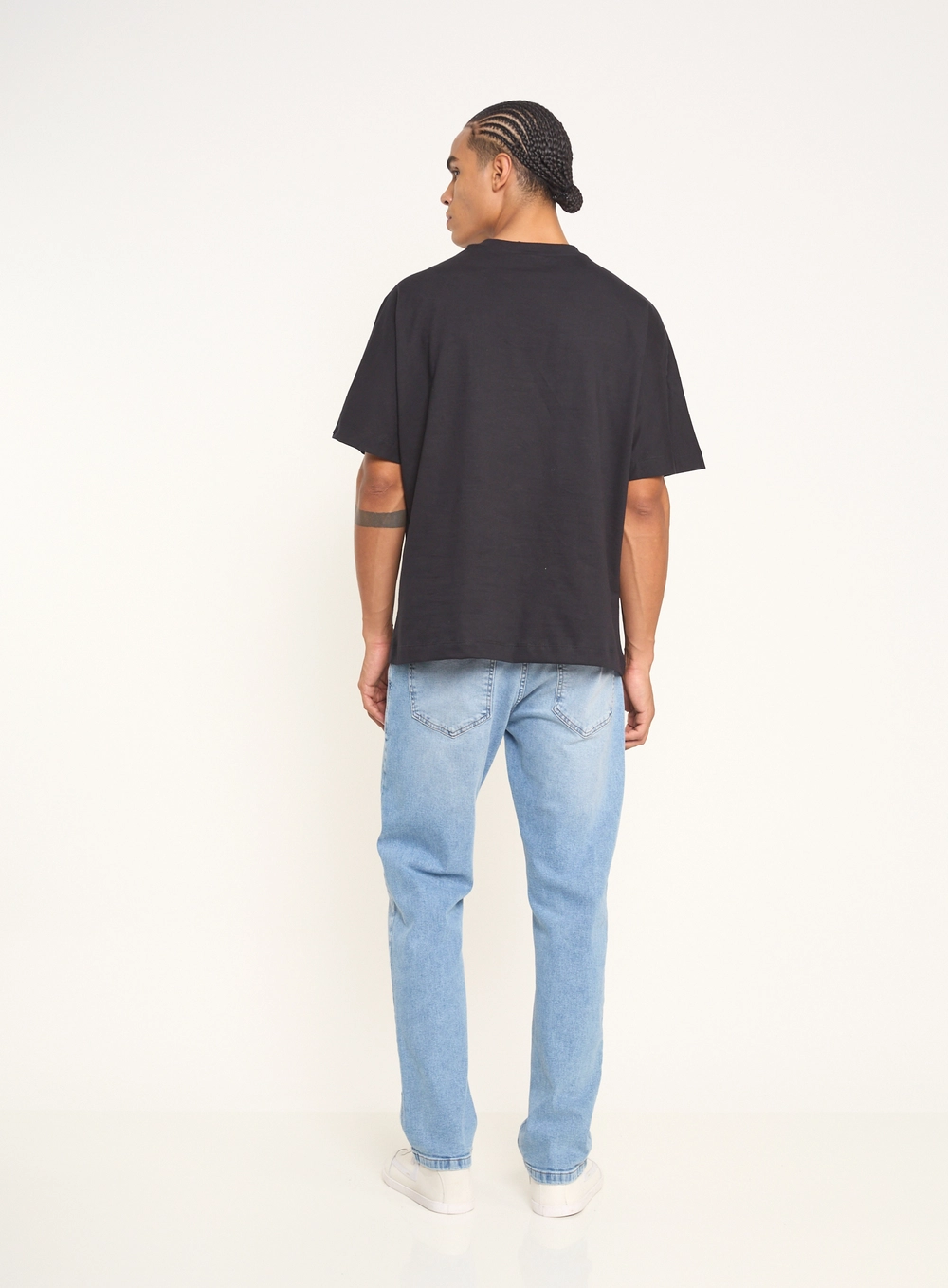 Calça Masculina Reta Jeans Estonada Clara Índigo