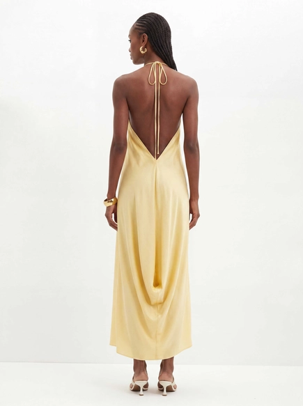 Vestido Midi Halter Com Amarração