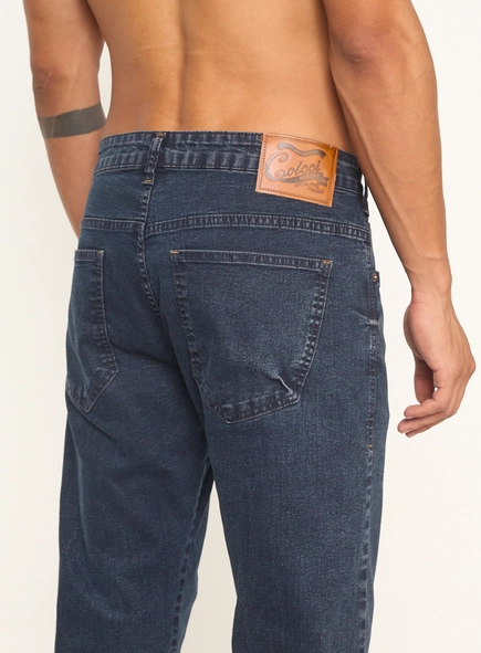 Calça Masculina Jeans Com Bolsos Índigo
