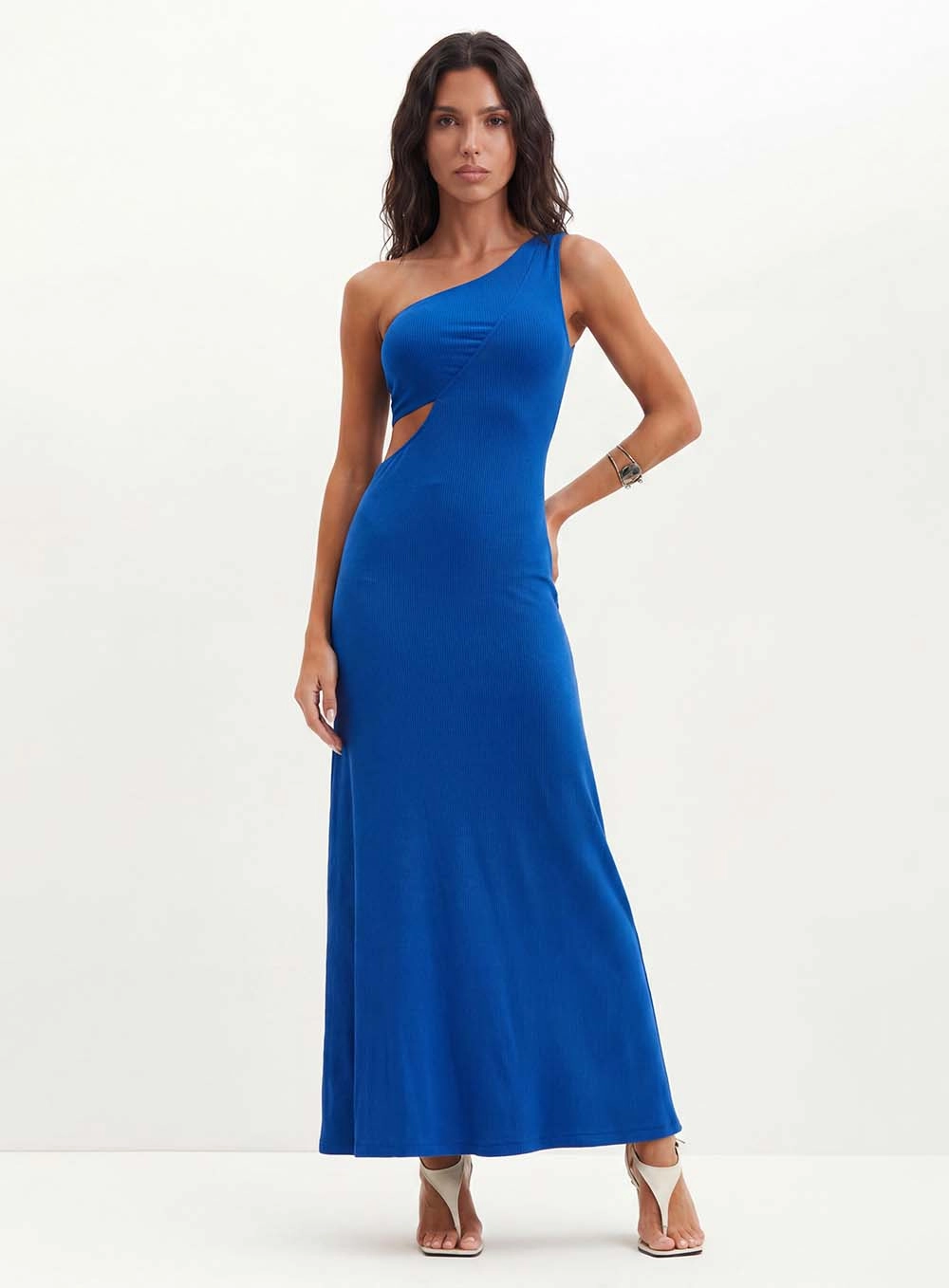 Vestido Longo Com Recorte Vazado - Slim Azul 1