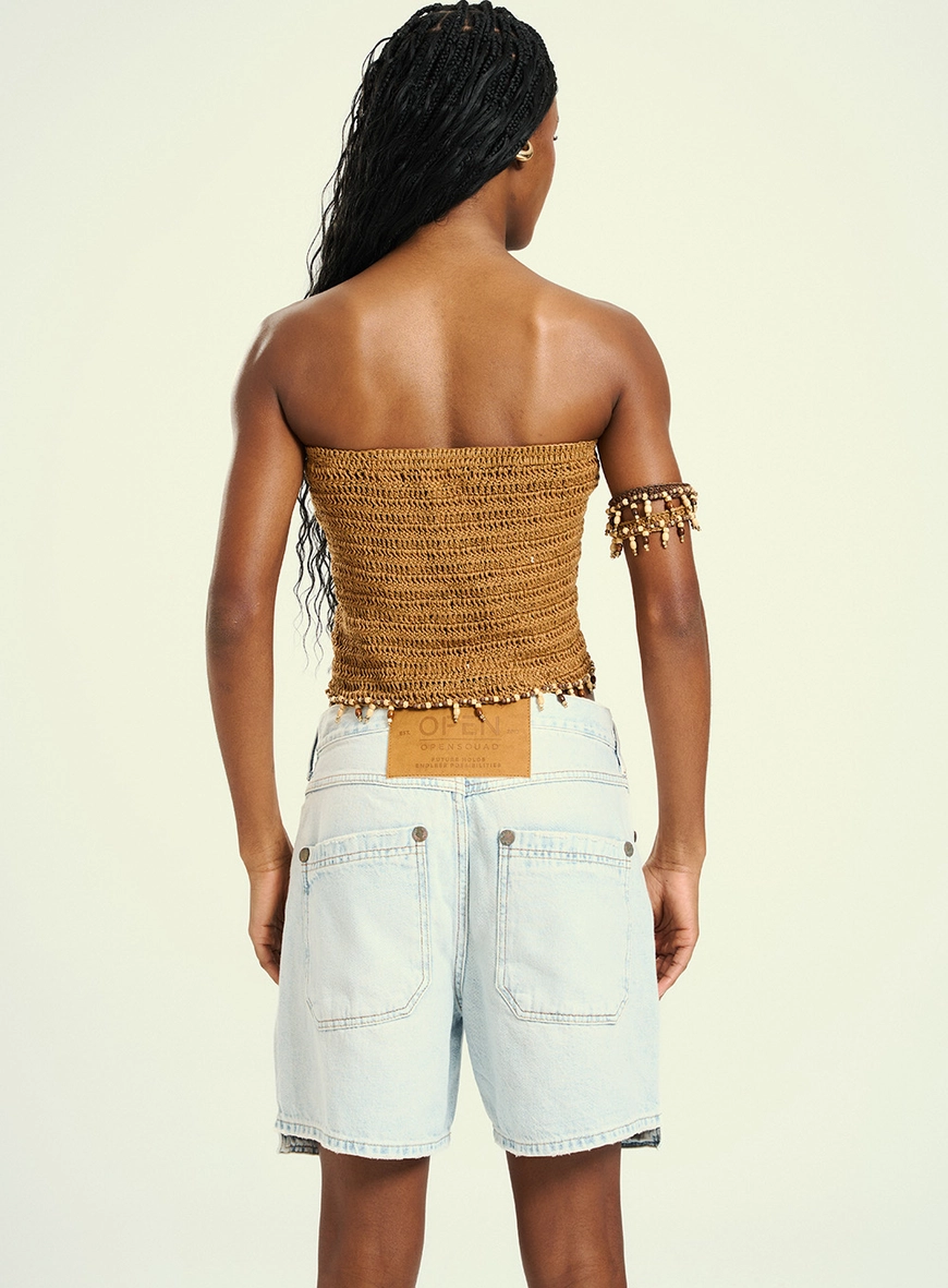 Short Jeans Feminino Com Cós Duplo E Botões Índigo 2